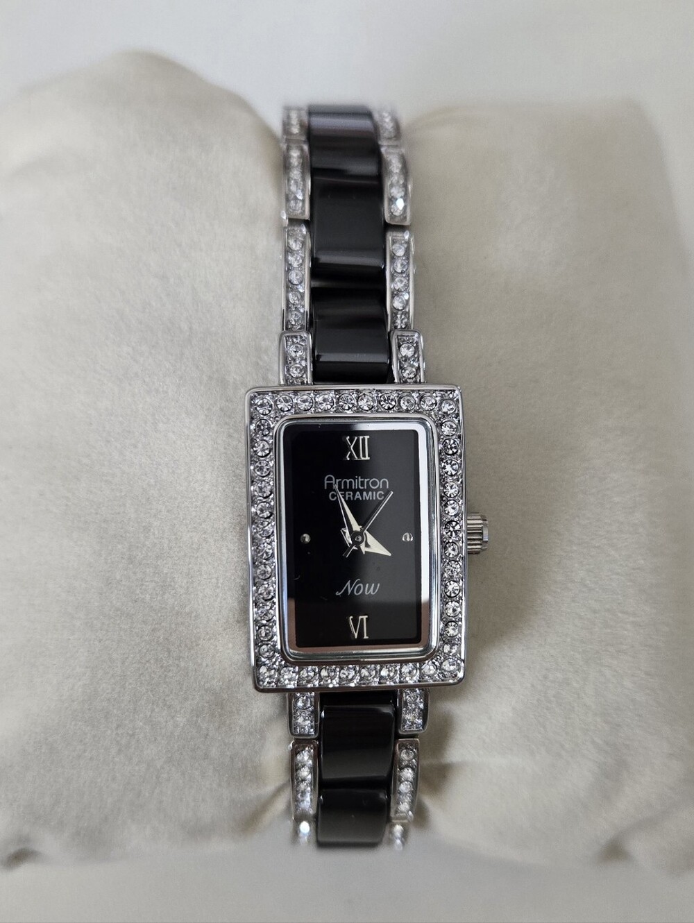 Armitron Black Ceramic Rectangular Crystal Accent Women's Watch